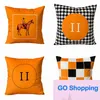 High-end Nordic Orange Couch Pillow Case Warm Simple Cushion Orange Red Geometric Cushion Orange Modern American Cushion Case