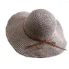 Wide Brim Hats Sweet Lady Sun Hat Lightweight Strap Decor Portable Summer Holiday Women Beach Cap Straw Anti-UV