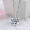 Pendentif Colliers Exquis Couleur Argent Bleu Cristal Collier De Flocon De Neige Pour Femmes Charme Zircon Bijoux De Fête De Noël Cadeaux De NoëlPendentif