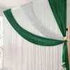 Party Decoration 3M HX 3MW White Curtain med Green Silver Sequin Drape Wedding Backdrop