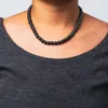 Kedjor mode naturliga hematit halsband för kvinnor svart gallsten runda pärlor halsband reiki helande friska själ smycken tillbehör