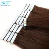 Hair pieces BHF Tape In Human Hair Extensions 20pcs European Remy Straight Adhensive Extension tape on Human Hair 230504