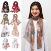 Foulards Femmes Été Printemps Long Doux Pour Léger Châle Floral Wrap Écharpe Georgette Soie Neck Guard