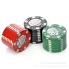 Smoking Pipes Triple layer zinc alloy poker chip cigarette grinder with a diameter of 42MM