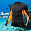 Combinaisons étanches Combinaisons étanches 2023 Nouveau 2MM Combinaison de plongée en néoprène pour hommes Split Snorkeling Natation Top Front Zipper Sports nautiques Bateau à moteur Surf Top J230505