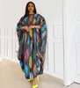 Plus Size Kleider Sommer lose für Frauen Dashiki Abaya Bohemian Leaf Print Kaftan Robe Femme Ankara Afican Size Long Maxi Beach Dress 230504
