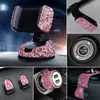 Dekorationer Nya 20st/set Rhinestone Car Phone Holder Universal Auto Interior Hooks Sticker Pad Set Pink Bling Car Accessories for Women