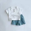 衣類セットベイビーボーイ服セット半袖トップTシャツショートパンツ幼児用服夏のオーガニックコットンチルドレン衣類男の子230505