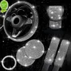 New Bling Car Accessories 5 Color Diamond Car Steering Wheel Cover Seat Belt Cushion Shift Knob Cover Push Start Button Decor Suit