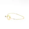 Bracelet mode simple verre clair cristal cuivre disque rond charme U pour les femmes