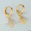 Dangle Boucles D'oreilles De Luxe Femme Cristal Palme Charme Jaune Or Couleur Blanc Mariage Pour Les Femmes