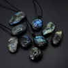 Pendentif Colliers LOOKER Labradorite Collier Pierre Naturelle Wrap Tresse Yoga Macramé Pour Hommes Femmes Énergie