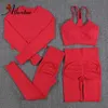 Yoga-Outfit ATHVOTAR Nahtloses Yoga-Set Push-Up-Sport-Outfit für Damen 1/2/3/4 PCS Hochelastisches Trainings-Set Beauty Back Gym Sets Damen P230505