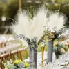 Fleurs décoratives 10 pièces herbe de pampa moelleux bouquet artificiel pour la décoration de mariage à la maison bricolage chambre simulée fausse plante roseau décor