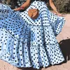 Gonne a vita alta con volant A Line Gonna Donna Vintage Casual Big Swing Long Maxi Womens Polka Dot Splice Summer Beach Party