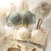 Bras Sets Sexy Lace Bra Set Small Chest Push Up Wireless Comfortable Girls Underwear Lingerie Sets 230505