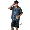Męska odzież sutowa M-5xl Mężczyźni Summer Pajama dla mężczyzny dużej wielkości jedwabne męskie piżamy z szortami Satynowe plecaki pijamas piżama mejr pajama 230505