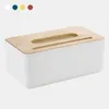 Tissue Boxes Napkins 1pcs Tissue Box Holder Household Wooden Cover Paper Container Napkin Storage Case Phone Bracket Slot Design for Living Room Z0505