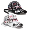 Ball Caps Schwarz und Weiß Buchstaben Graffiti Baseball Hut Männer Frauen Hip Hop Trendy Mode Sommer Peaked Sonnenschutz 230504