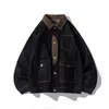 男性SジャケットHouzhouヴィンテージデニムレトロカーゴジャケットコートアウターウェアコートのための苦しめられたストリートウェア日本語パッチワーク230505