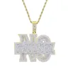 Pendant Necklaces New Iced Out Bling Letters No Excuse Pendant Necklace Gold Plated 5A Zircon Rectangle CZ Charm Men's Women Hip Hop Jewelry 230505