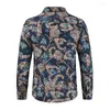 Camisas casuais masculinas Primavera 2023 Camisa de mangas compridas masculina elegante lapela solta Flower Cardigan Menswear