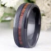 Bröllopsringar Black Ring Woman and Men's Wood Inlay Tungsten For Bridegroom Engagement Anniversary