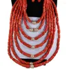 Halsbandörhängen Set Exclusive Luxury Real African Nigerian Coral Bead Jewelry for Wedding Big Heavy Full Women NCL714