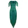 Size w rozmiarze Plus Size Cearów Tassel midi bodycon Seksowne luksusowe kwadratowe kołnierzy