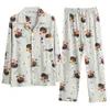 Kreskówka męska kreskówka kreskówka kawaii piżama dla mężczyzn wiosna letnia Trendyol garnitur męski luźne przytulne piżamę setki piżamy nocne ubrania pijama hombre 230505