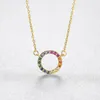 New Summer Rainbow Gemstone Ring Pendant Necklace Women Fashion Luxury Brand Plating 18k Gold s925 Silver Necklace Charm Female Collar Chain Luxury Jewelry