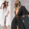 Women's Swimwear Women Crochet Beach Dress Solid White Lace Beachwear Sun Protection Clothes Knitted Swimsuits Women Long Pareo Beach Cover Up T230505