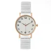 Montres-bracelets de luxe simple numérique cadran blanc dames montre à quartz décontracté en acier inoxydable bracelet extensible mode femmes robe horloge montres