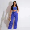 Womens Tracksuit Fashion Two Piece Pants Set Solid Color Sexy Sleeveless Vest Elastic Waist Wide Leg Trouser Casual Suit Sweatsuit