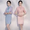 Ethnic Clothing 2 PCS/SETS Women Elegance Chinese Traditional Dress Vintga Short Cheongsam Lace Slim Modern Qipao Evening Party Dresses 90