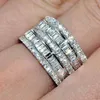 Обручальные кольца Huitan Luxury Band Women Finger-Ring с ослепительным кубическим цирконием аксессуаров гипербола леди украшения