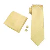 Jasnożółty jedwabny krawat dla mężczyzn Hanky ​​Mankietki Zestaw męski Jacquard Business Formalne krawat 8 5 cm Szerokość Casual Zestaw N-1036258p
