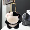 Mignon véritable fourrure de vison vache porte-clés sac à main sac à main voiture téléphone Pandent cadeau