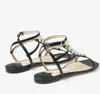 Sandals Shoes Latte Nappa Latte Flats Crystal Teenderizing Dress Lady Gladiator Sandalias White Black EU35-43