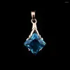 Pendentif Colliers Femmes Mode Bijoux Bureau Style 585 Or Rose Couleur Bleu Pierre Pendentifs