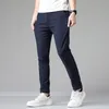 Pantalons pour hommes été décontracté mince affaires Stretch Slim Fit taille élastique survêtement coréen classique bleu noir gris marque pantalon mâle 230504