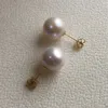 Orecchini a bottone Vero orecchino di perla d'acqua dolce naturale in oro 18 carati AU750 - Buona qualità, rotondo perfetto, 10-11 mm