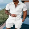 Hoodies Sweatshirts Ny 3Dpolo-skjorta set med Polo Collar Short Sleeve Pullover Casual Men's T-shirt