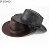 Breda randen hattar hink högkvalitativ män västra cowboy hatt faux läder gentleman jazz vintage cap höst vinter sombrero hombre kepsar 230504