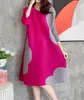 Issey Piled Splice Elbise Kadın Tarzı Moda Bahar Yeni 2023 Gevşek Uygun Kadın Elbise
