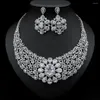 Necklace Earrings Set Multi-colored Cubic Zirconia Stone Luxury Big Wedding And For Brides Costume Accessories 2023