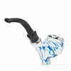 Smoking Pipes Standable blue and white resin cigarette holder curved bakelite pipe