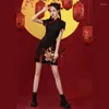 Ethnic Clothing 2023 Summer Women Mini Qipao Slim Sexy Short Sleeve Robe Gown Chinese Style Young Girls Dress Vestidos Traditional Cheongsam