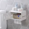 Tissueboxen servetten holle houten plastic waterdichte tissuebox badkamer wc punch gratis papieren handdoekhouder doos wandtoiletpapier hangende lade plank z0505