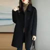 Women's Wool & Blends Woolen Coat Women Autumn/Winter 2023 Mid-Length Loose Double Breasted Quilted Coats Female Straight Overcoat